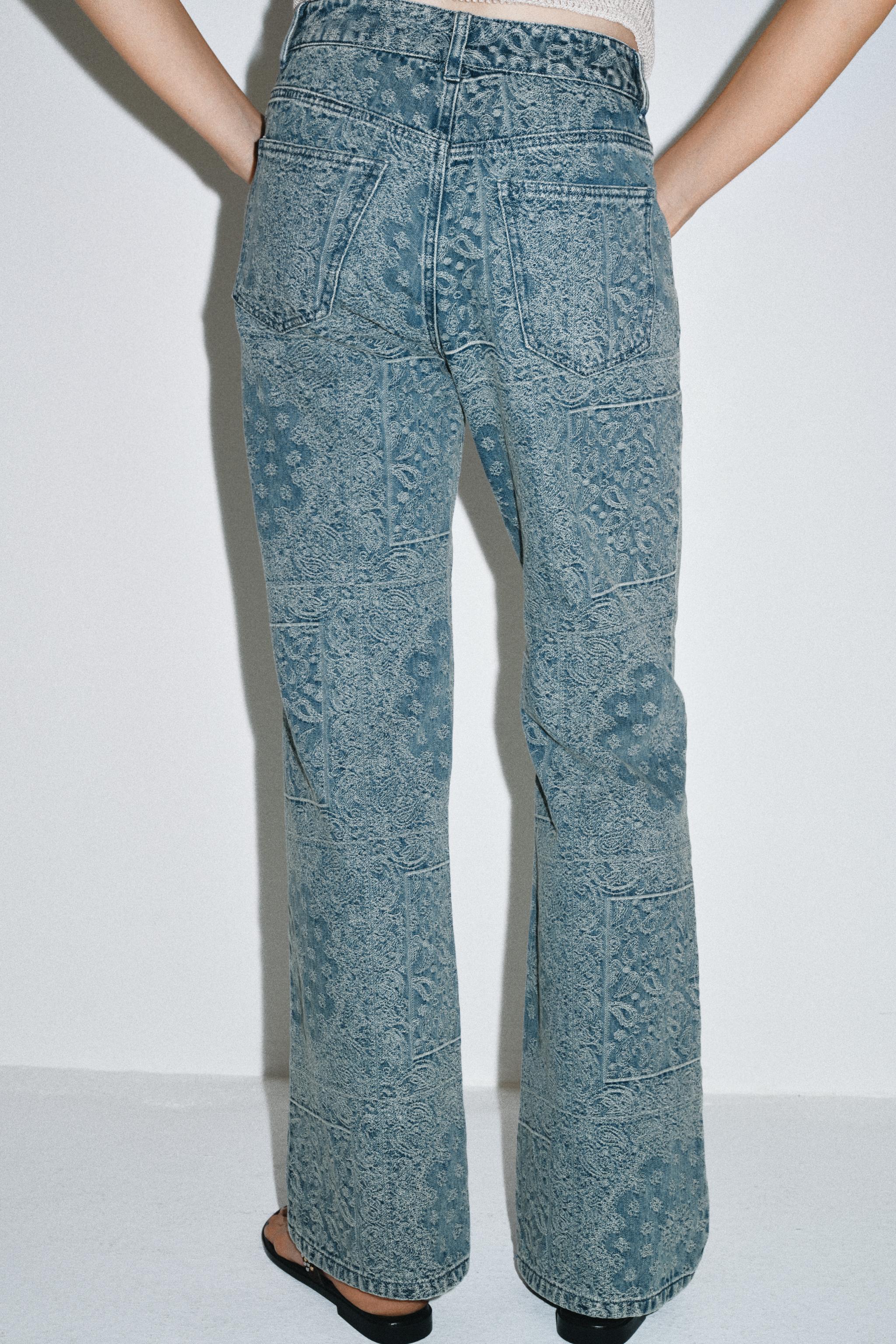 ZW COLLECTION HIGH WAIST JACQUARD FLARE JEANS